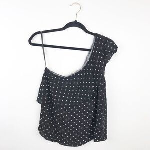 Star printed one shoulder ruffle blouse‎